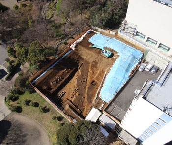 尾張徳川家下屋敷跡10次調査　空撮遠景（北東から）