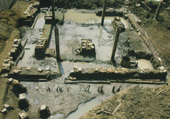 南元町遺跡　１次調査　45号建物跡（崇源寺本堂跡）全景（北から）